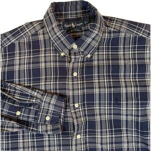 Ralph Lauren Blake Men's Button Down Shirt Long Sleeve Size Large Navy Plaid